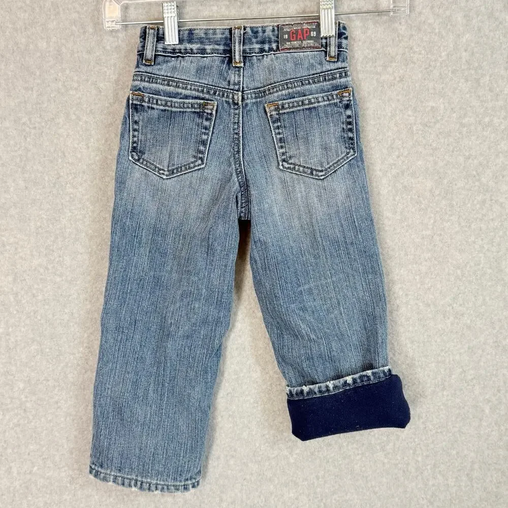 Vtg Gap Loose Fit Jeans Size 3 Toddler Fleece Lined Adjustable Waist Y2K 2006